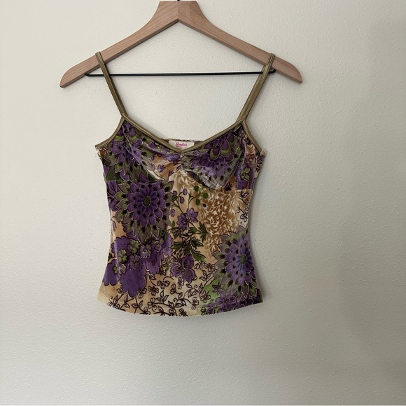 Candie's Tops - CANDIES Y2K Vintage Bohemian Velvet Fairy Floral Spaghetti Strap Top
